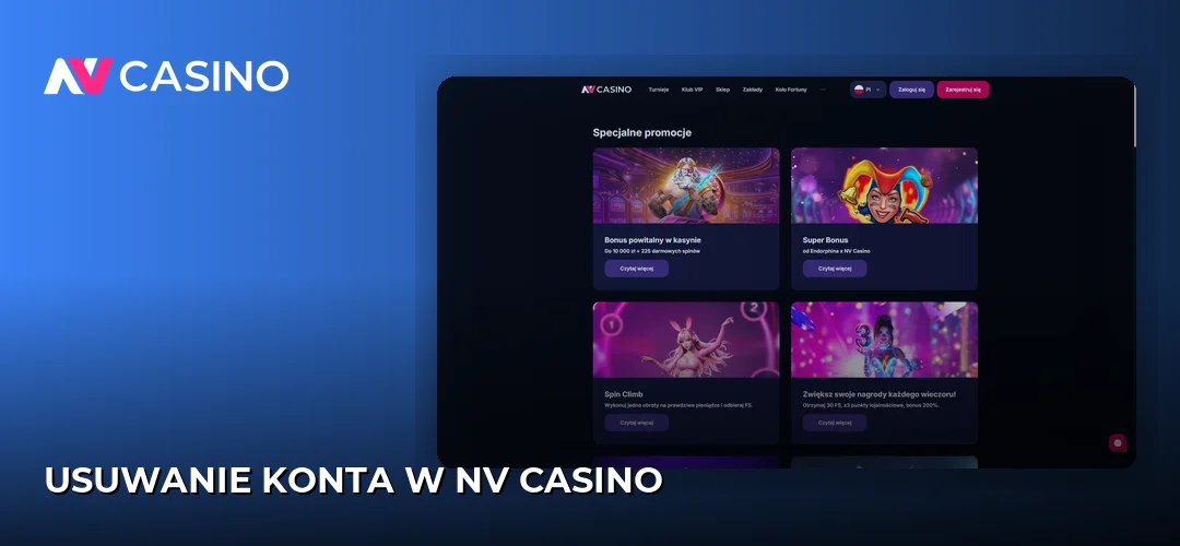 Zrzut ekranu strony NV Casino