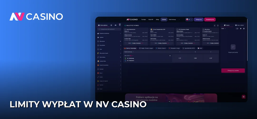 Zrzut ekranu strony NV Casino